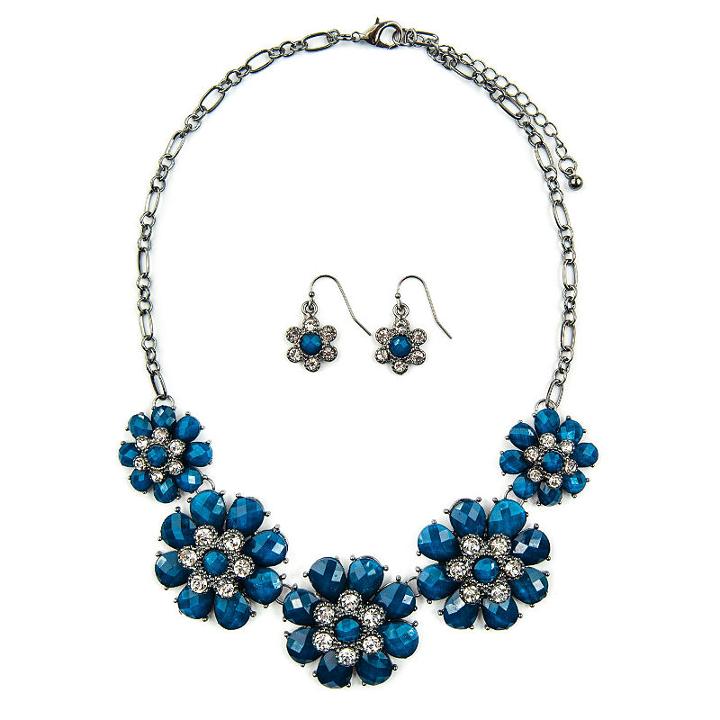 Mixit Womens 3-pc. Clear Flower Necklace Set