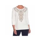 Alfred Dunner Jungle Love 3/4 Sleeve Crew Neck Scroll T-shirt-womens