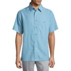 Haggar Short Sleeve Plaid Button-front Shirt-big And Tall