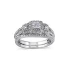 1/4 Ct. T.w. Diamond Sterling Silver 3-stone Bridal Ring Set