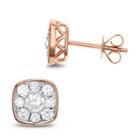 1 Ct. T.w. White Diamond 14k Rose Gold 8.6mm Stud Earrings