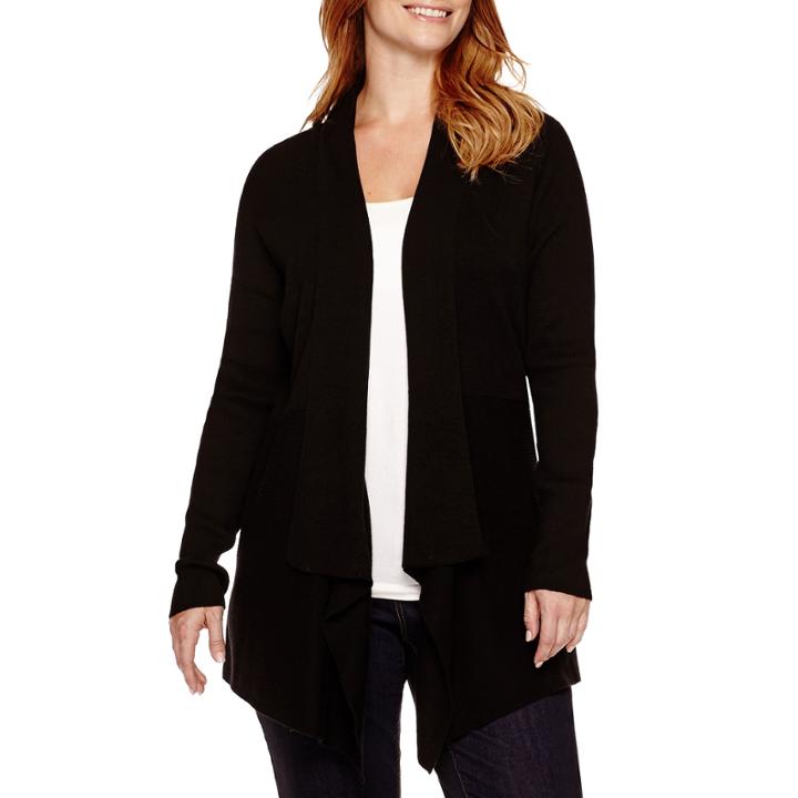 St. John's Bay Long-sleeve Ribbed Flyaway Cardigan - Plus