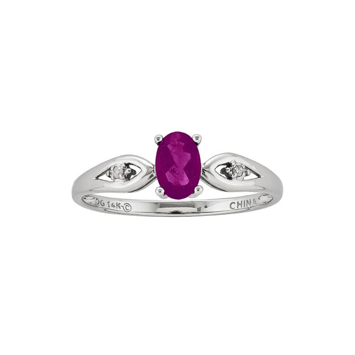 Genuine Ruby And Diamond-accent 14k White Gold Ring