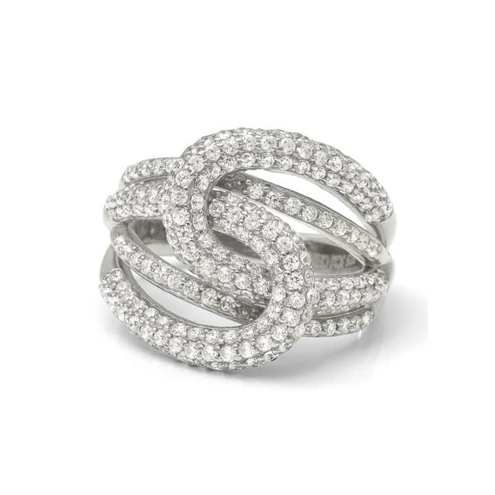 Cubic Zirconia Sterling Silver Knot Ring