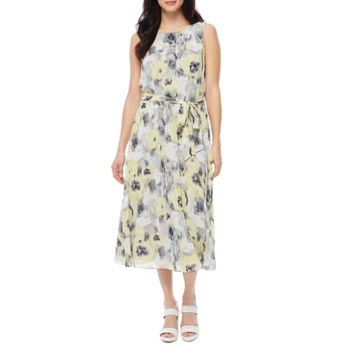 Msk Sleeveless Floral Fit & Flare Dress