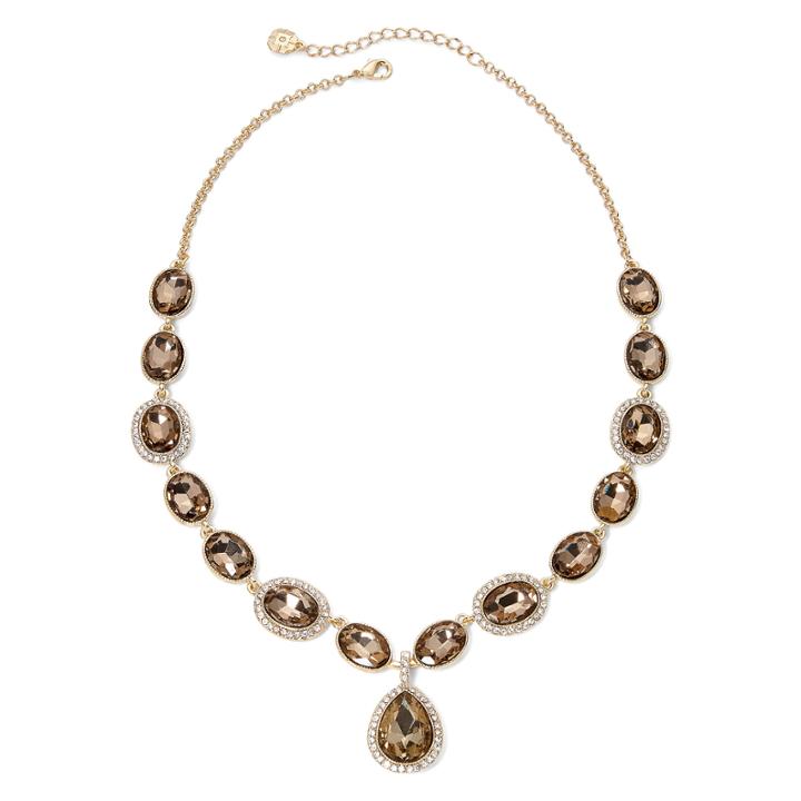Monet Brown And Gold-tone Y Necklace