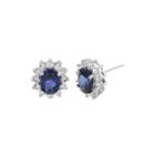 Lab-created Blue And White Sapphire Sterling Silver Starburst Earrings