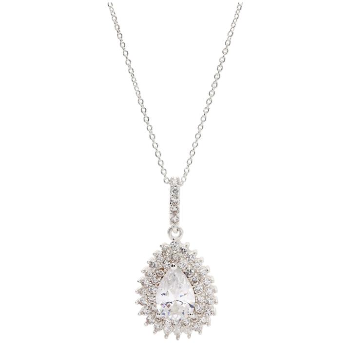 Sparkle Allure Sparkle Allure Womens 4 1/2 Ct. T.w. Clear Silver Over Brass Pendant Necklace