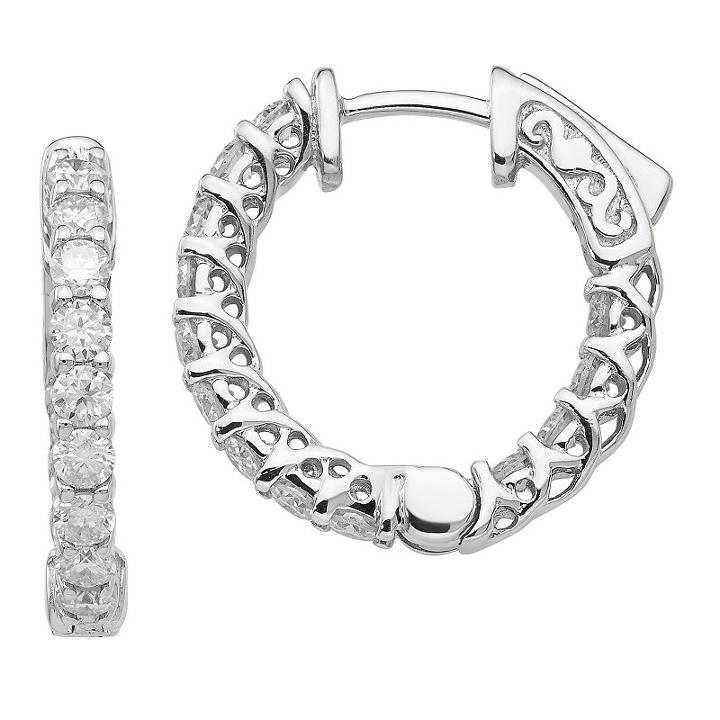 1/8 Ct. T.w. White Moissanite 14k White Gold 14mm Round Hoop Earrings