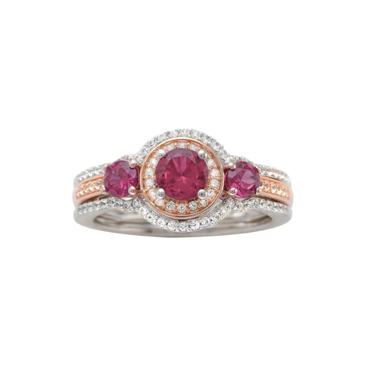 Genuine Rhodolite And 1/3 Ct. T.w. Diamond 10k Rose Gold Ring