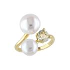 Cultured Freshwater Pearl And Green Quartz Ring