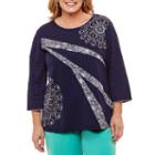 Alfred Dunner Montego Bay 3/4 Sleeve T-shirt- Plus
