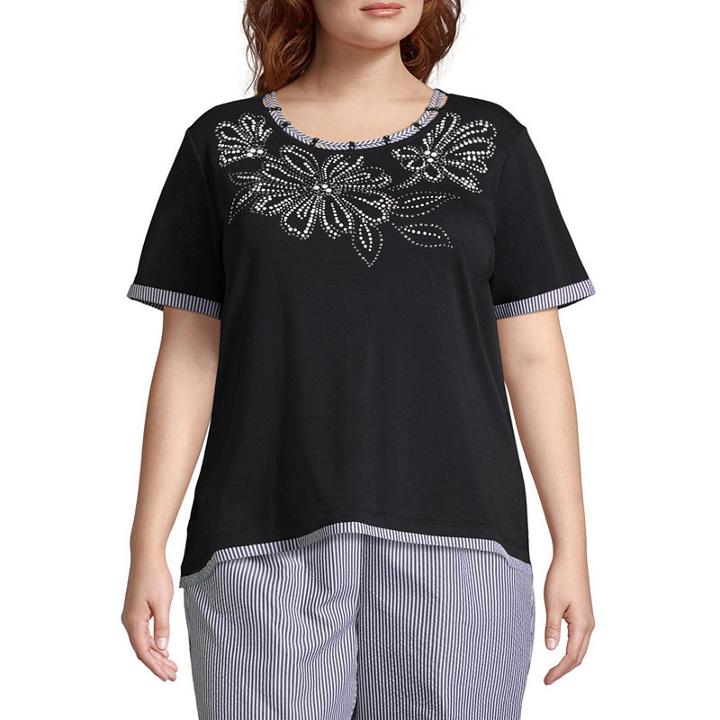 Alfred Dunner Perfect Match Flower Tee- Plus