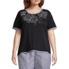 Alfred Dunner Perfect Match Flower Tee- Plus