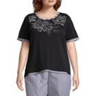 Alfred Dunner Perfect Match Flower Tee- Plus