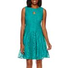 Danny & Nicole Sleeveless Floral Lace Fit-and-flare Dress