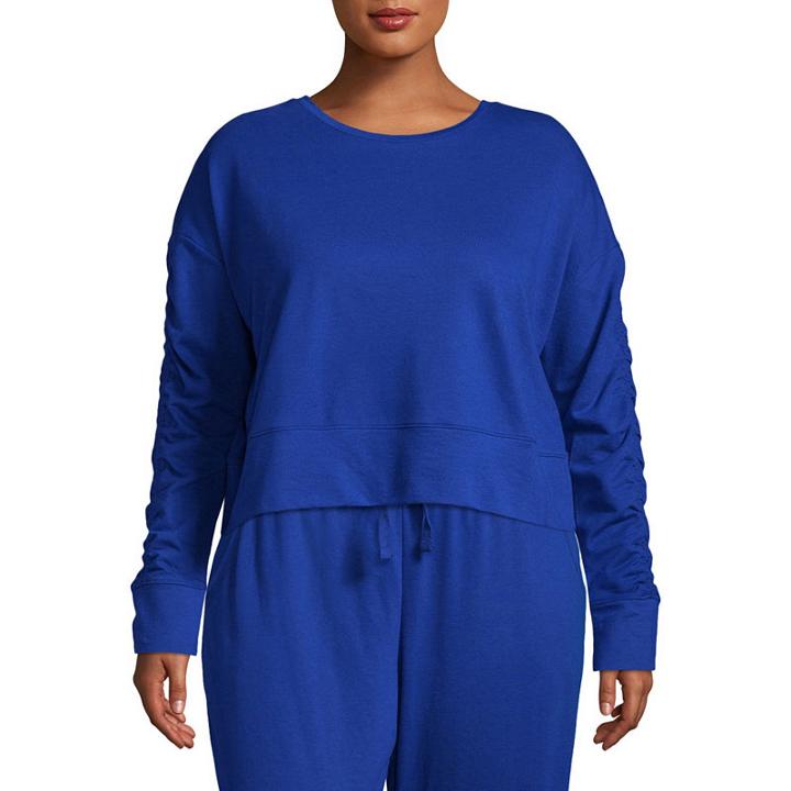 Flirtitude Long Sleeve Ruched Sweatshirt - Juniors Plus