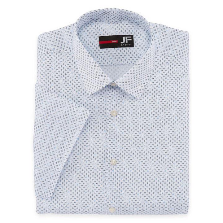 J Ferrar Stretch Slim Fit Short Sleeve Dress Shirt