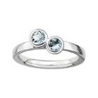 Personally Stackable Sterling Silver Double Genuine Aquamarine Ring