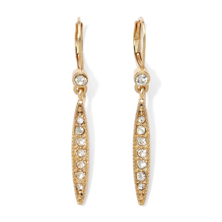 Monet Crystal And Gold-tone Linear Earrings