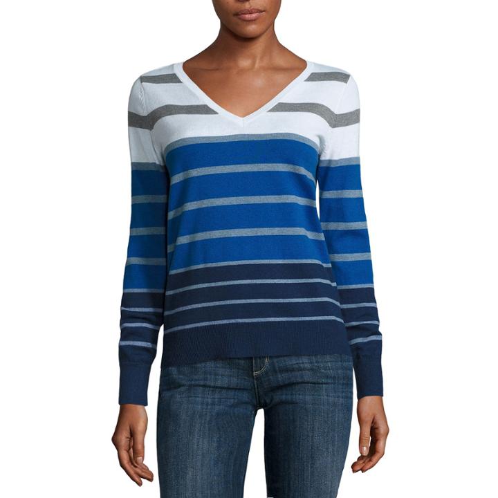 Liz Claiborne Long Sleeve V Neck Pullover Sweater