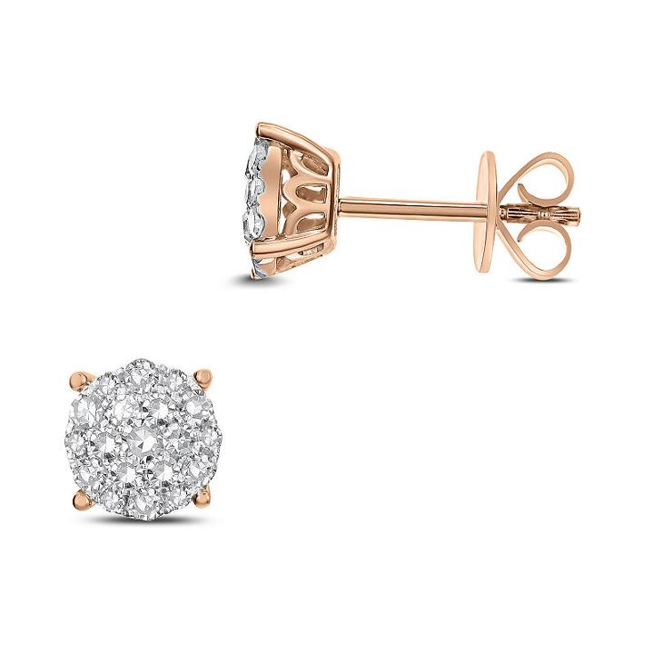 1/2 Ct. T.w. White Diamond 14k Rose Gold 7.1mm Stud Earrings