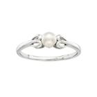 Womens White Pearl Sterling Silver Delicate Ring
