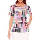 Alfred Dunner Classics Short Sleevesquare Neck T-shirt