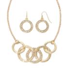 Liz Claiborne Gold-tone Circle Necklace And Earring Set