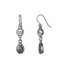 Liz Claiborne Silver-tone Glass Stone Double Drop Earrings