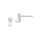 Round White Pearl Sterling Silver Stud Earrings