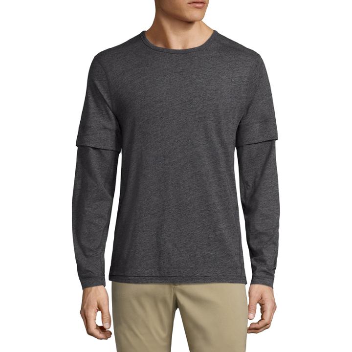 Msx By Michael Strahan Brushed Cotton Long Sleeve Double Layer Crew
