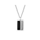 Mens Black Onyx Stainless Steel Pendant Necklace