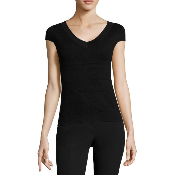 Worthington Short Sleeve V Neck Pullover Sweater