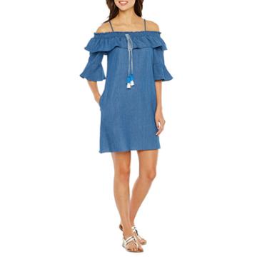 Vivi By Violet Weekend Bell Elbow Sleeve Off The Shoulder Shift Dress