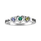 Womens Simulated Multi Color Multi Stone Sterling Silver 3-stone Ring