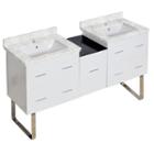 61.5-in. W Floor Mount White Vanity Set For 1 Holedrilling Bianca Carara Top White Um Sink