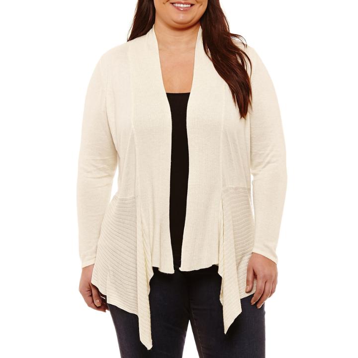 Alyx Long Sleeve V Neck Open Front Cardigan-plus