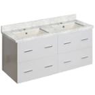 47.5-in. W Wall Mount White Vanity Set For 1 Holedrilling Bianca Carara Top Biscuit Um Sink