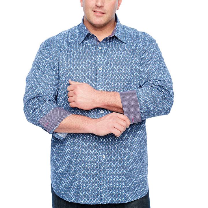Society Of Threads Long Sleeve Floral Button-front Shirt-big And Tall