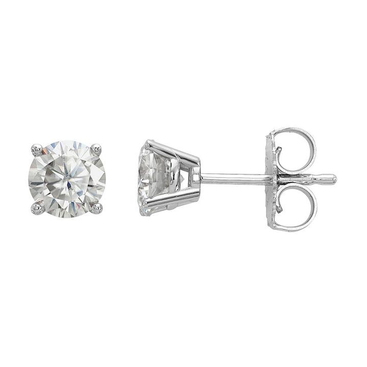 7/8 Ct. T.w. White Moissanite 5mm Round Stud Earrings