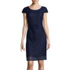 R & K Originals Cap-sleeve Lace Drawstring Sheath Dress