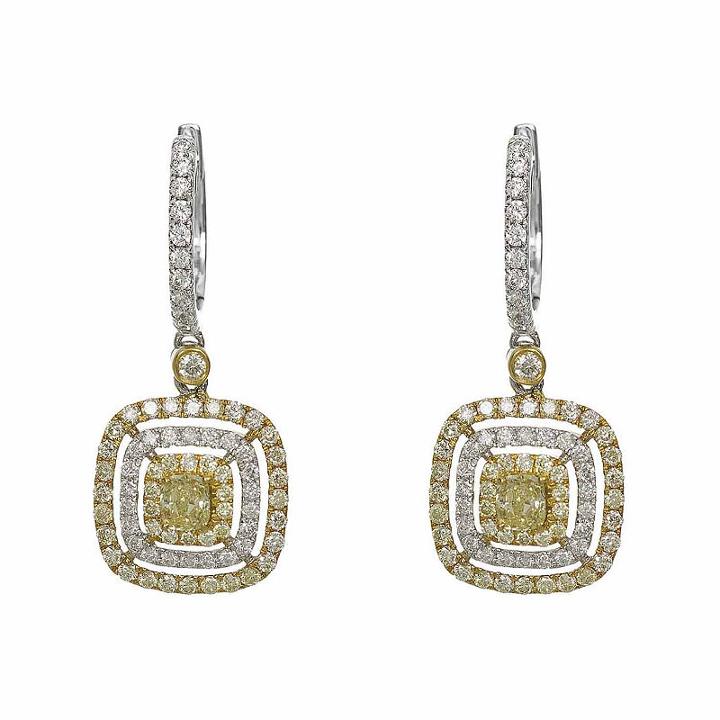 1 1/5 Ct. T.w. Genuine Yellow Diamond Drop Earrings