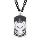 Marvel Punisher Mens Stainless Steel And Black Ip Dog Tag Pendant Necklace