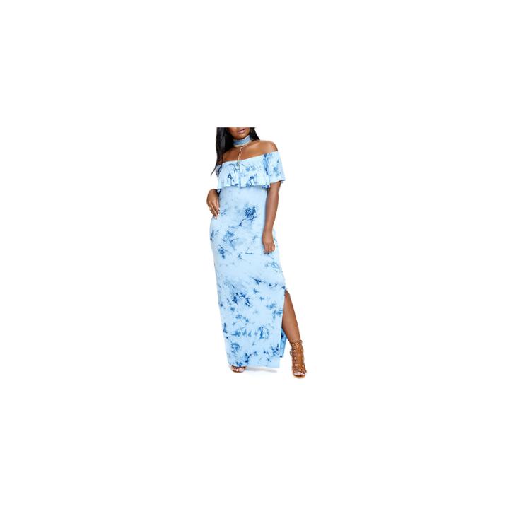 Fashion To Figure Georgia Tie-dye Off Shoulder Maxi Dress-plus