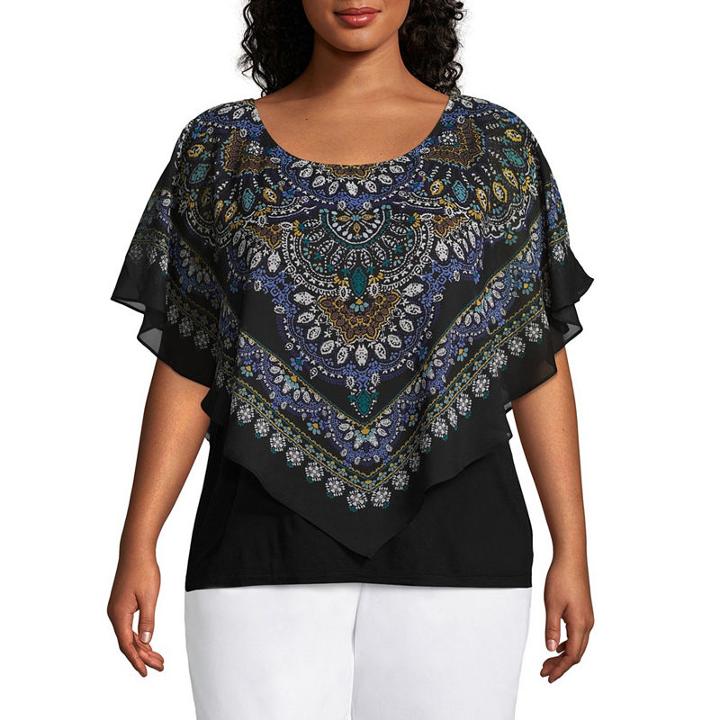 Alyx Short Sleeve Printed Popover Blouse - Plus