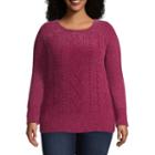 Derek Heart Not Applicable Long Sleeve Round Neck Pullover Sweater-juniors Plus