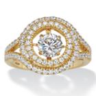 Diamonart Womens 1 3/4 Ct. T.w. White Cubic Zirconia Gold Over Silver Cocktail Ring