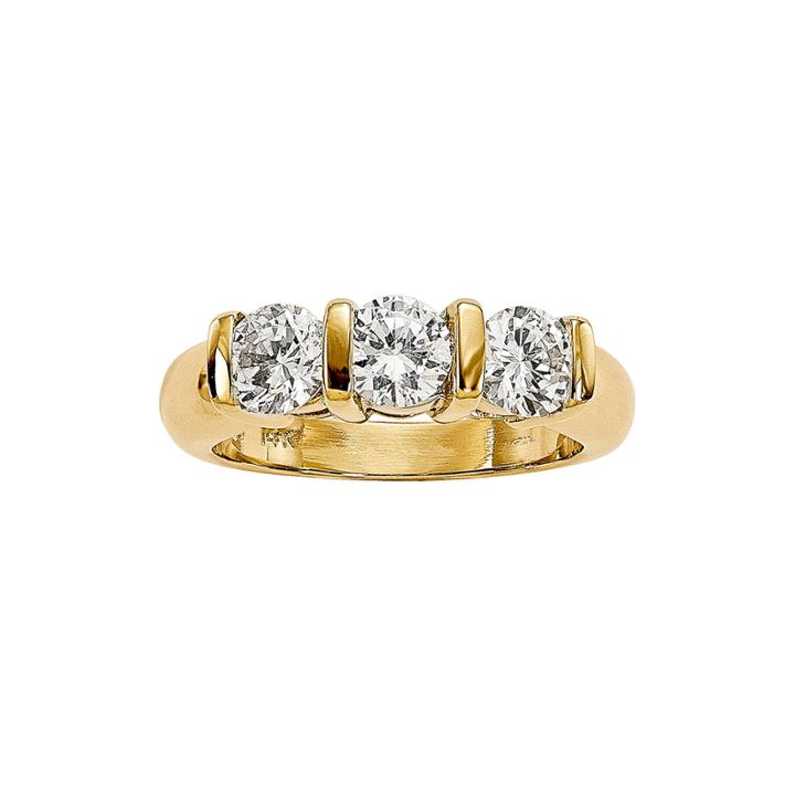 1 1/2 Ct. T.w. Diamond 14k Yellow Gold 3-stone Ring