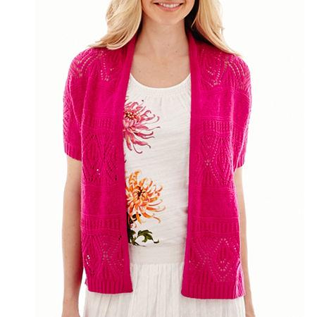St. John's Bay Short-sleeve Crochet Shrug Sweater